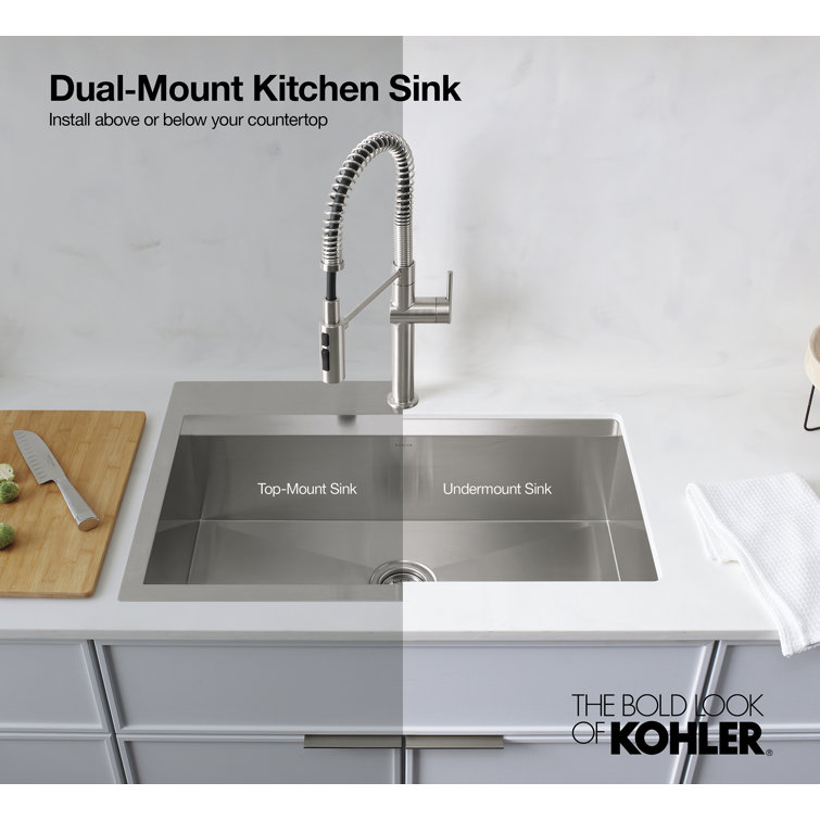 Task 33" Stainless Steel Drop-In Workstation Kitchen Sink with Accessories