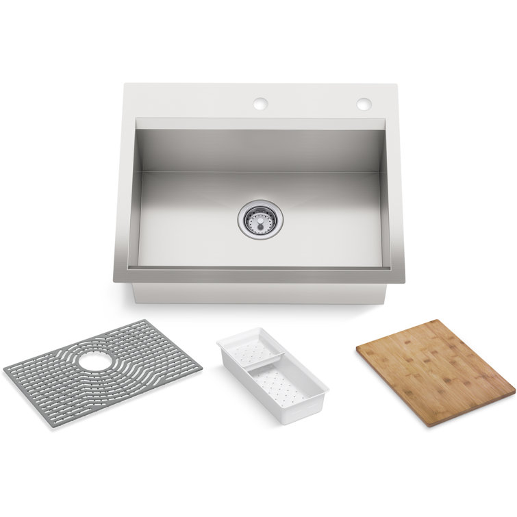 27-Inch Stainless Steel Drop-In Single Bowl Workstation Kitchen Sink