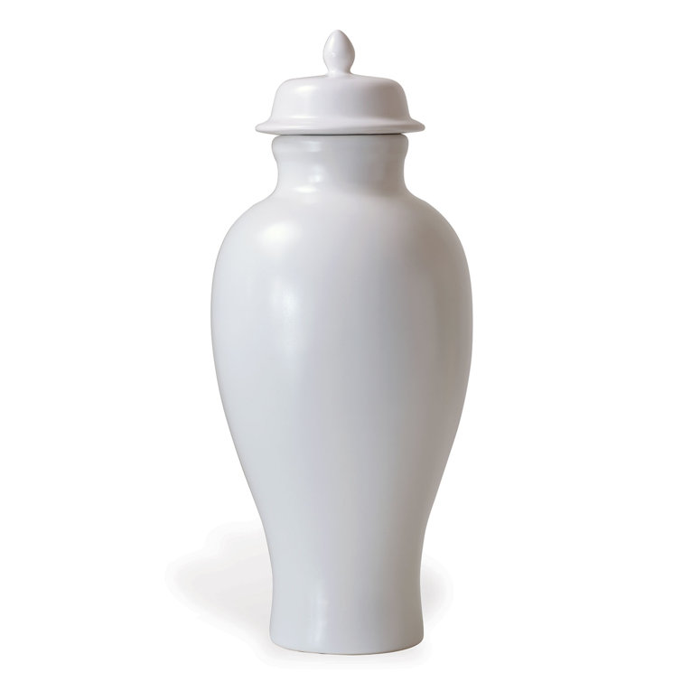 Tall White Porcelain Novelty Vase with Lift-Off Lid
