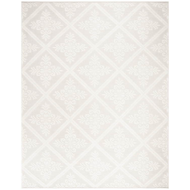 Elegant Ivory Hand-Knotted Wool-Cotton Blend Area Rug, 10' x 14'