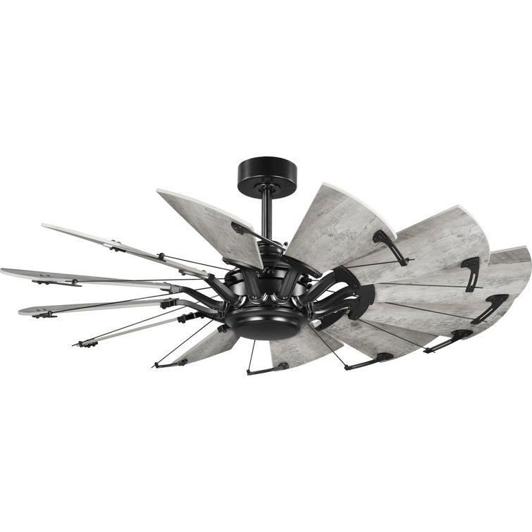 52-Inch Matte Black and Gray 9-Blade Ceiling Fan with Remote