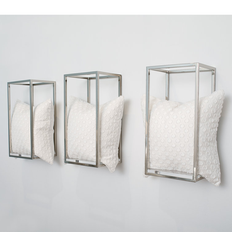 Polished Nickel Steel Wall-Mounted Rectangular Shelf
