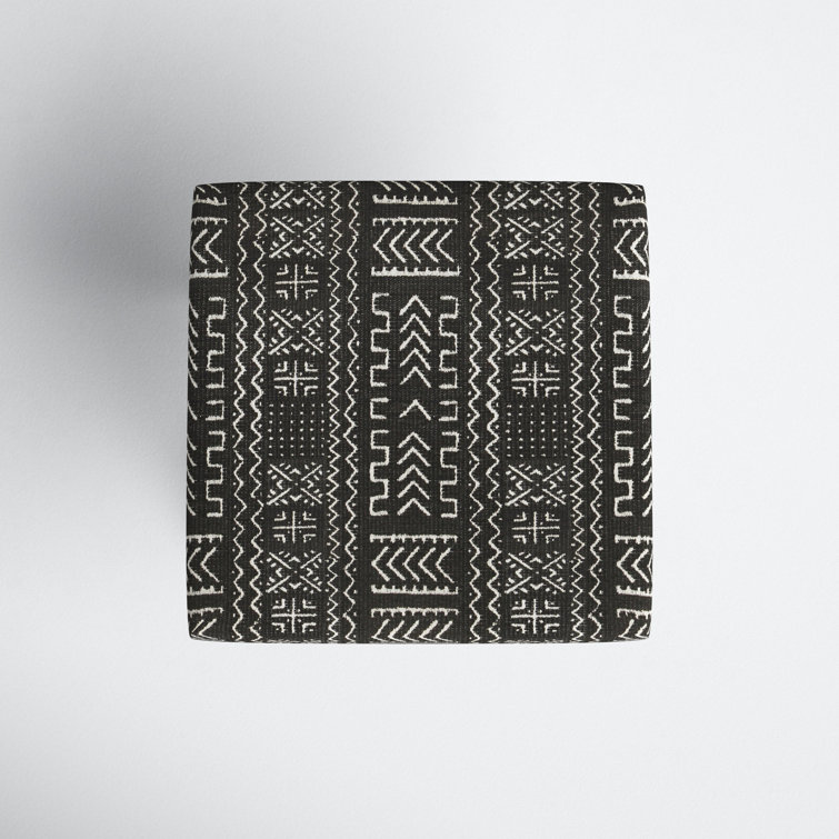 Onyx Black Metal X-Base Ottoman with African Mudcloth Cushion