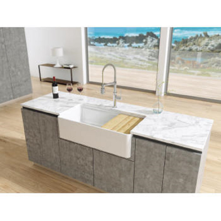 White Fireclay 36'' Double Bowl Farmhouse Sink