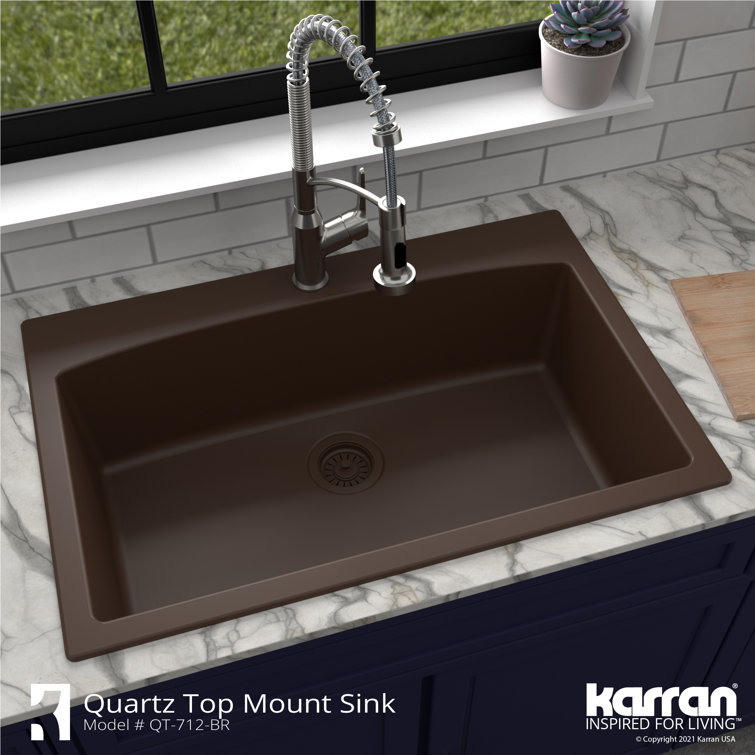 Brown Quartz Composite 33'' Single Bowl Kitchen Sink