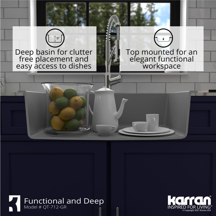 Gray Quartz Composite Single Bowl Kitchen Sink