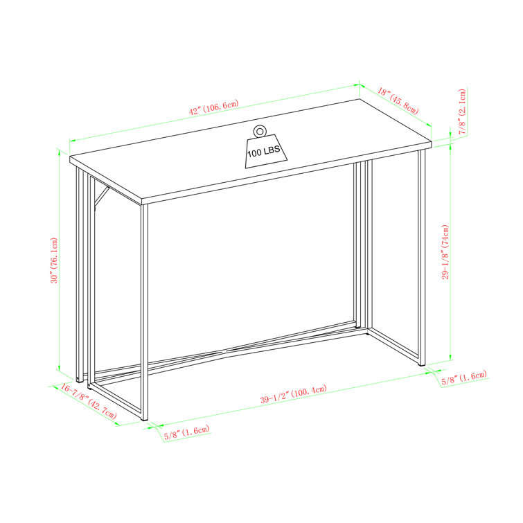 Dark Walnut and Black Metal Y-Leg Writing Desk