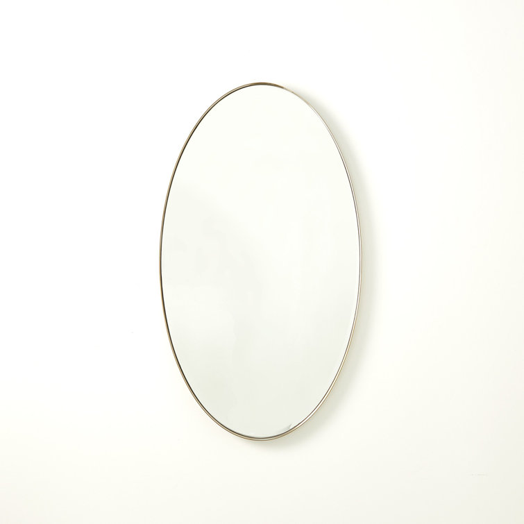 Classic Beveled Oval Wall Mirror in Nickel Finish 44.25"