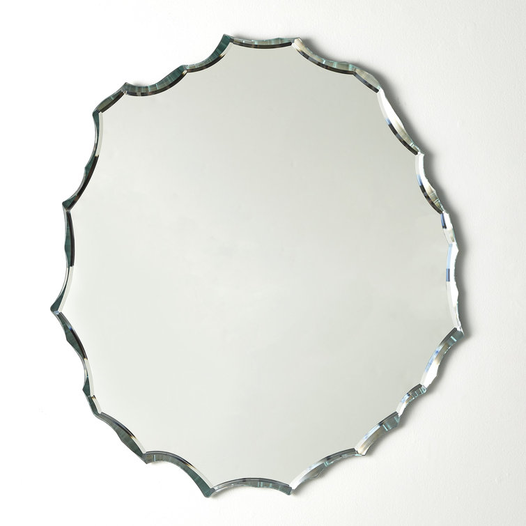 Asymmetrical Silver Beveled Accent Wall Mirror, 34.5''