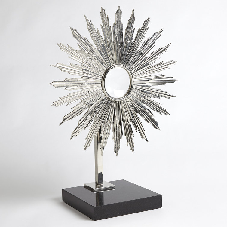 Lumiere Nickel-Plated Solid Brass Candle Holder with Granite Base