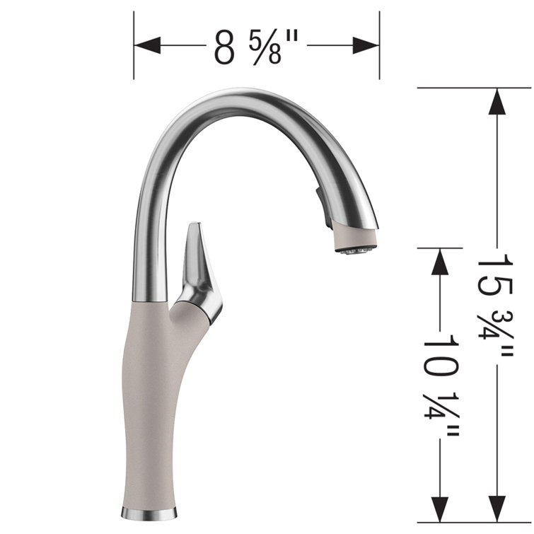 Stainless Steel and Gray Pull-Down Spray Kitchen Faucet