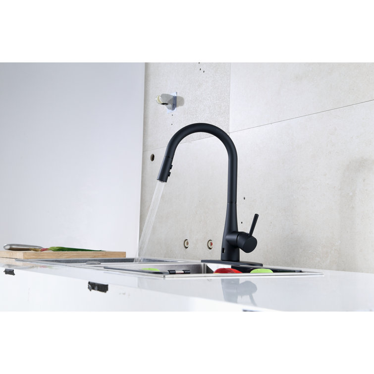 Matte Black Stainless Steel Touchless Pull Down Kitchen Faucet