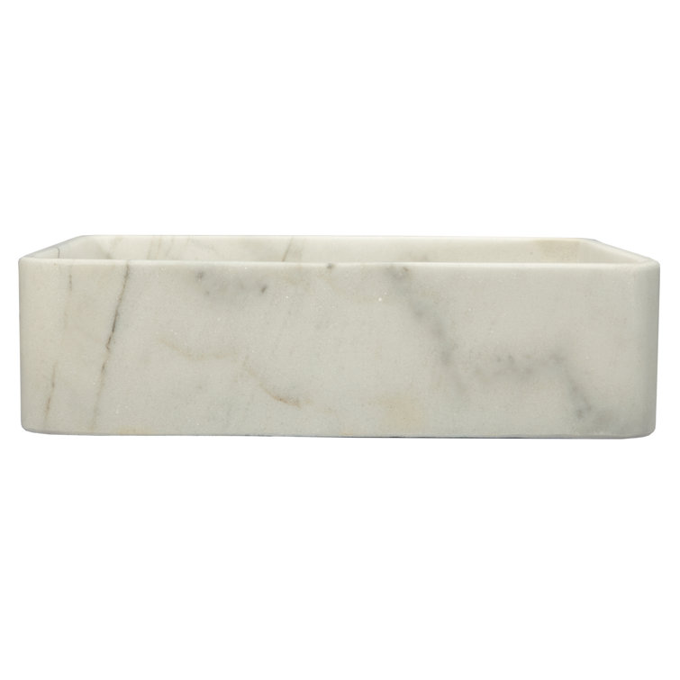 Guanxi White Marble Rectangular Vessel Bathroom Sink