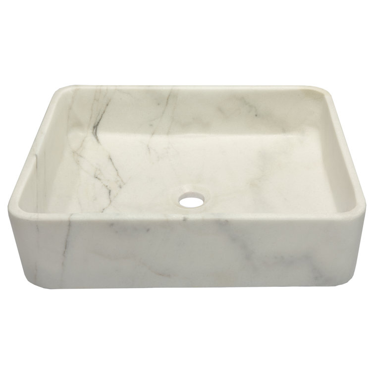 Guanxi White Marble Rectangular Vessel Bathroom Sink
