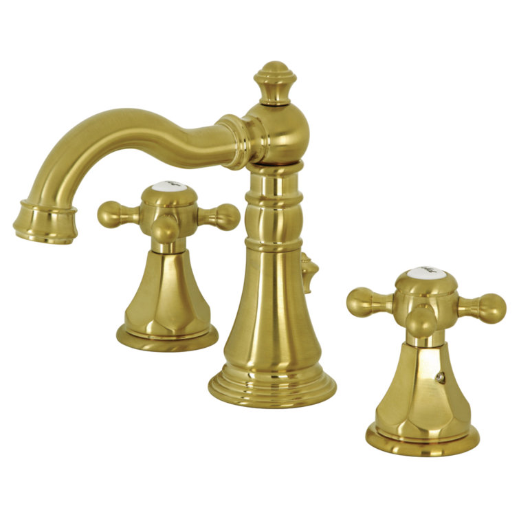 Brushed Brass Widespread Bathroom Faucet with Pop-Up Drain