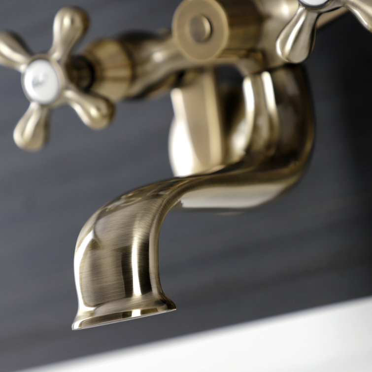 Antique Brass Wall Mount Clawfoot Tub Faucet with Hand Shower