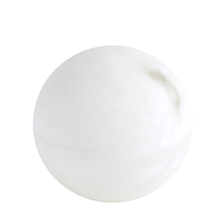 White Alabaster Carved Sphere Storage Box