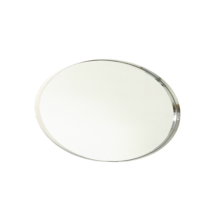 Classic Beveled Oval Wall Mirror in Nickel Finish 44.25"