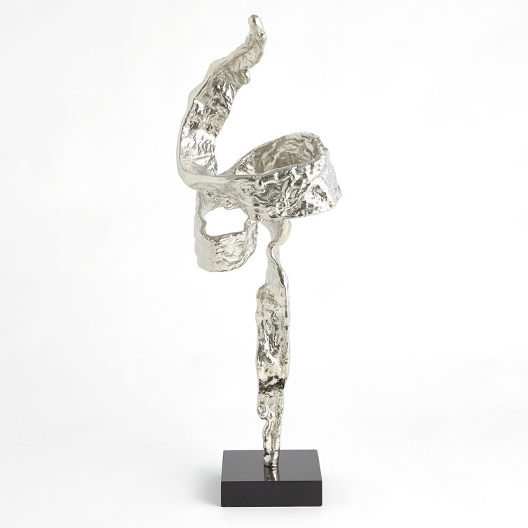 Elegant Nickel-Plated Twist Sculpture with Granite Base
