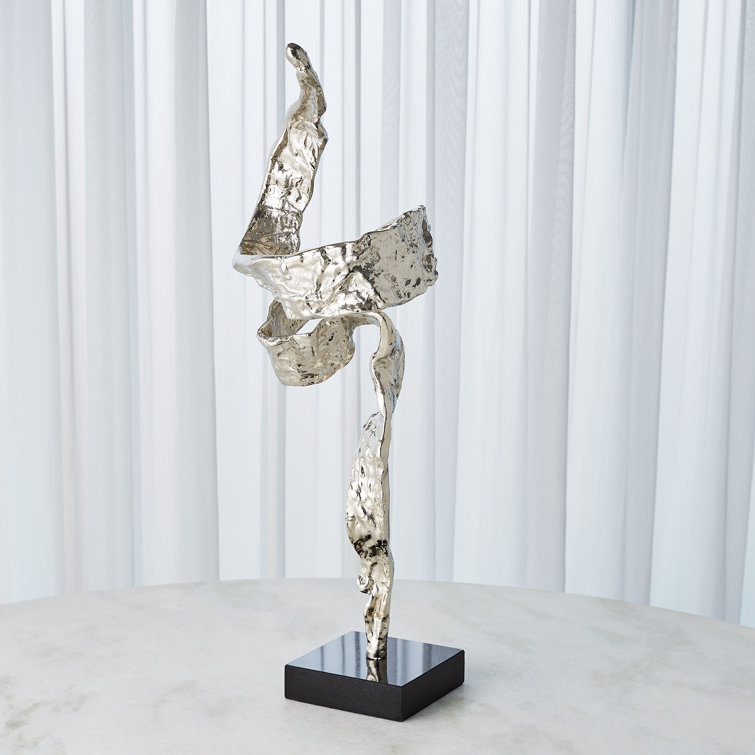 Elegant Nickel-Plated Twist Sculpture with Granite Base
