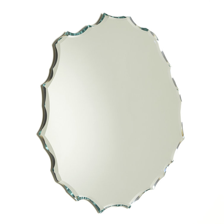 Asymmetrical Silver Beveled Accent Wall Mirror, 34.5''