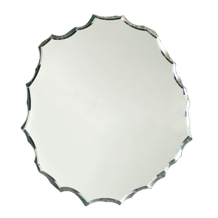 Asymmetrical Silver Beveled Accent Wall Mirror, 34.5''