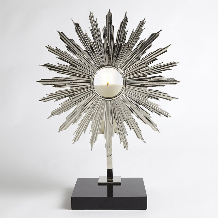 Lumiere Nickel-Plated Solid Brass Candle Holder with Granite Base