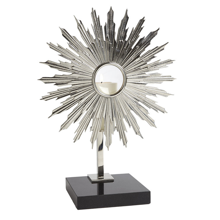 Lumiere Nickel-Plated Solid Brass Candle Holder with Granite Base