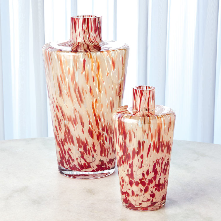 Black and Beige Blown Glass Decorative Table Vase