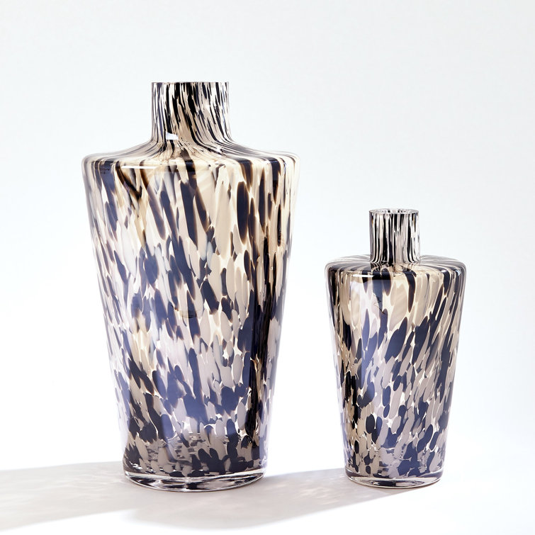 Black and Beige Blown Glass Decorative Table Vase