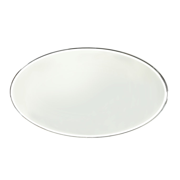 Large Oval Nickel and Wood Wall Mirror