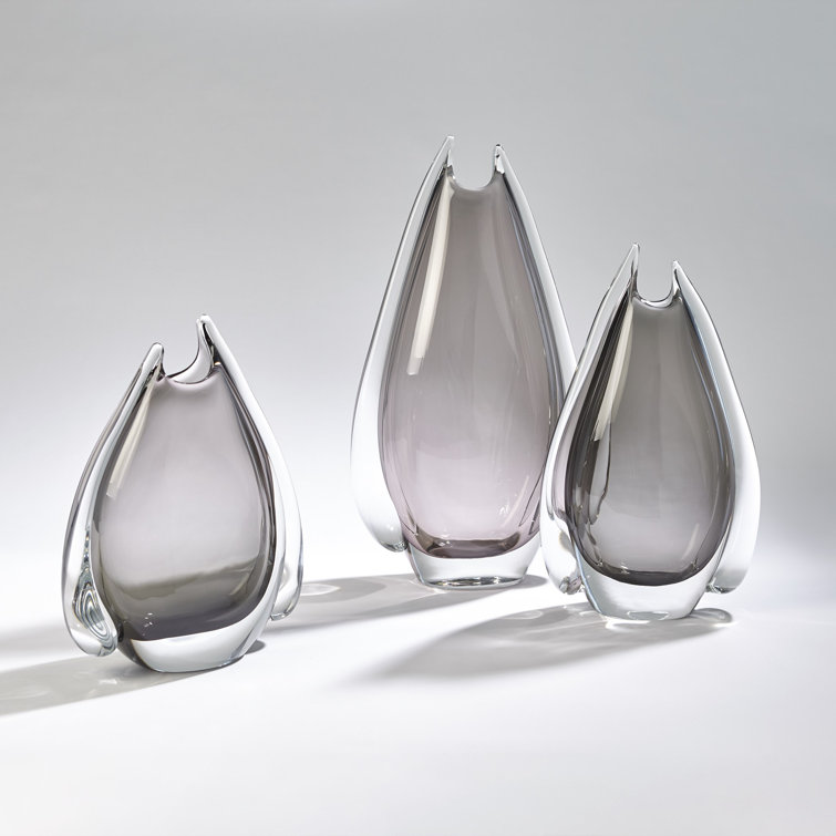 Gray Handcrafted Art Glass Decorative Vase