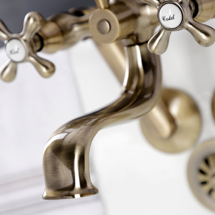 Antique Brass Wall Mount Clawfoot Tub Faucet with Hand Shower