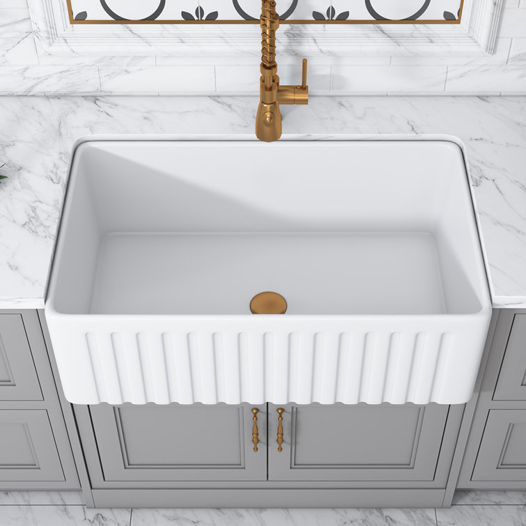 Calabria 30'' White Fireclay Farmhouse Kitchen Sink