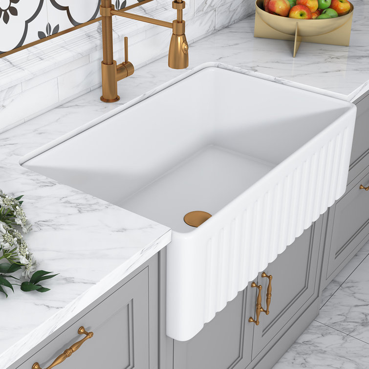 Calabria 30'' White Fireclay Farmhouse Kitchen Sink