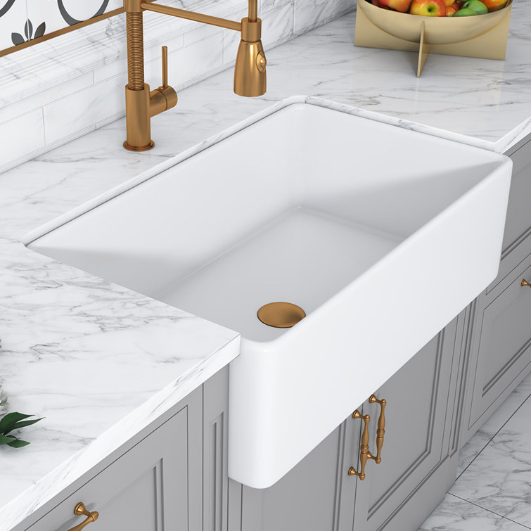 Trento 33'' White Fireclay Single Bowl Farmhouse Sink