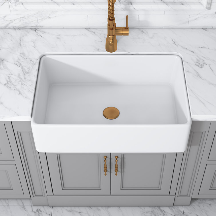 Treviso White Fireclay 30" Single Bowl Farmhouse Sink