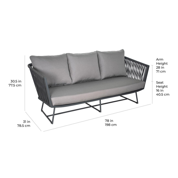 Archipelago 78'' Dark Gray Outdoor Patio Sofa with Polypropylene Weave