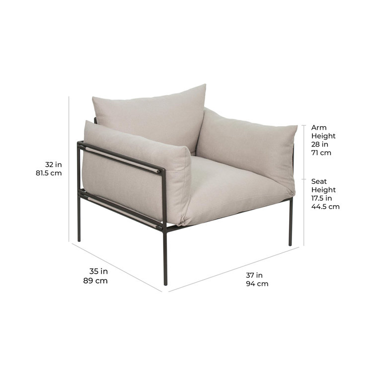 Nut Brown Aluminum Lounge Chair with Wheat Cushions
