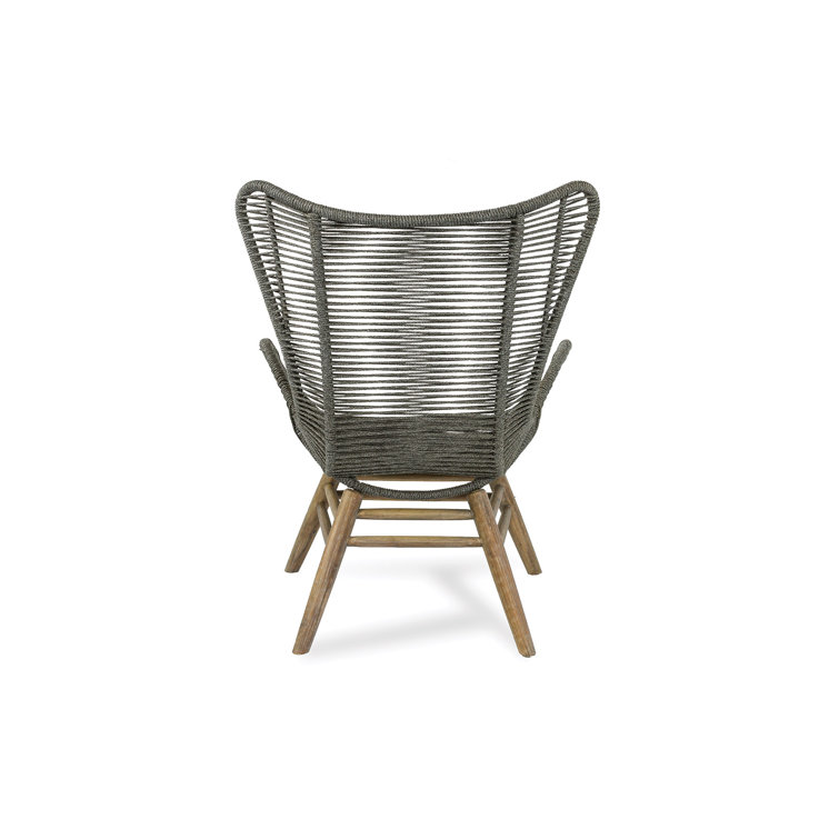 Brown Acacia and Eucalyptus Lounge Chair with Ottoman