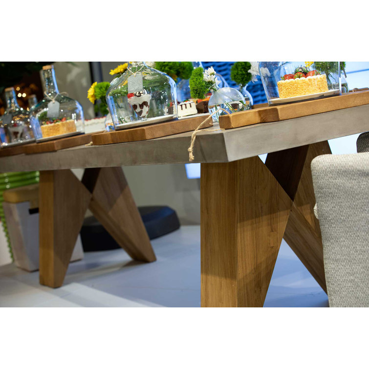 Perpetual Slate Gray 87" Handmade Wood & Concrete Dining Table