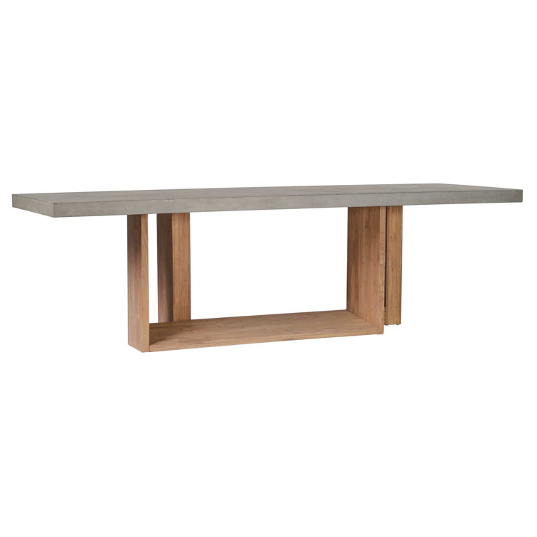 Slate Gray Concrete and Teak Dining Table