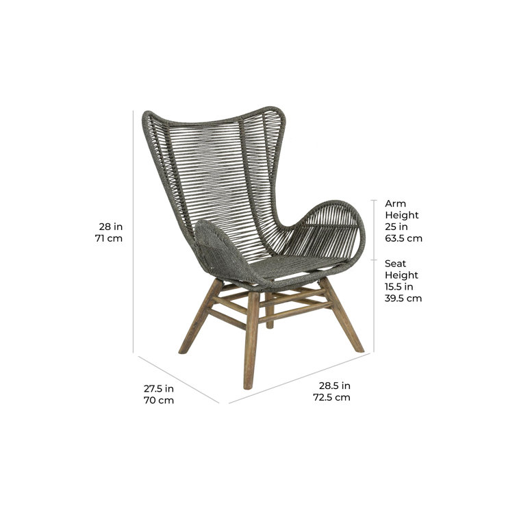 Brown Acacia and Eucalyptus Lounge Chair with Ottoman