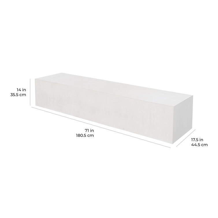 Ebony White Concrete Outdoor Bench 71"