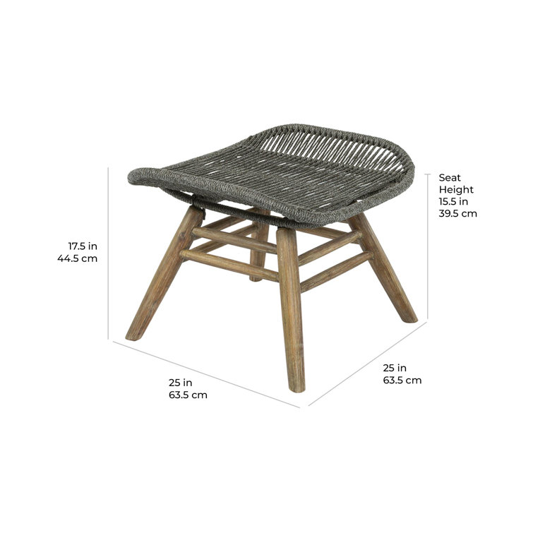 Brown Acacia and Eucalyptus Lounge Chair with Ottoman