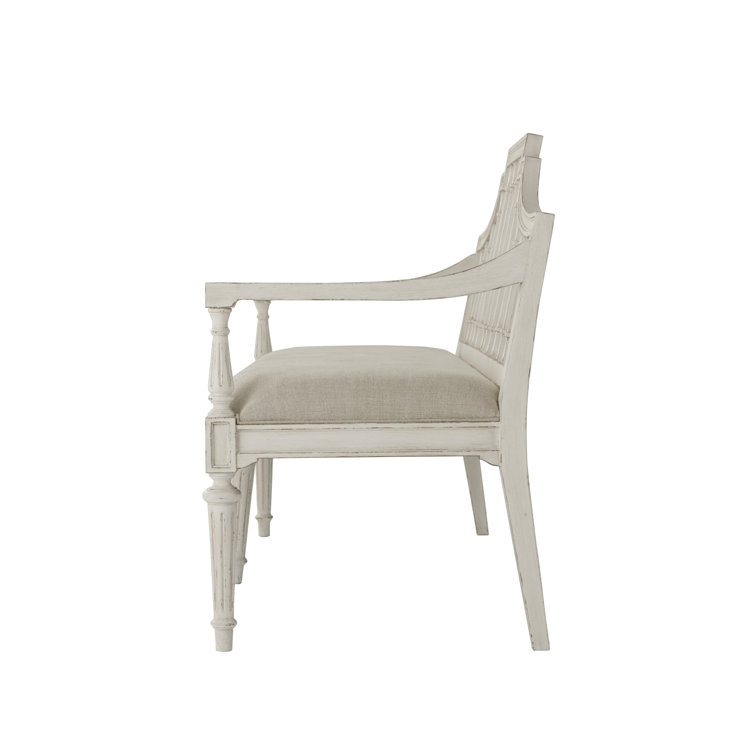 Nora White Linen Blend 58" Upholstered Bench