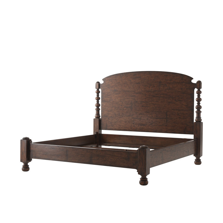 Grand Reclaimed Oak and Mahogany King Bed with Arched Headboard