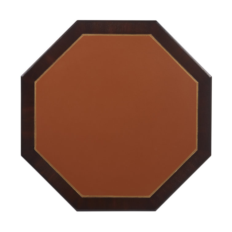 Cambridge Caramel Round Wood End Table with Brass Inlay