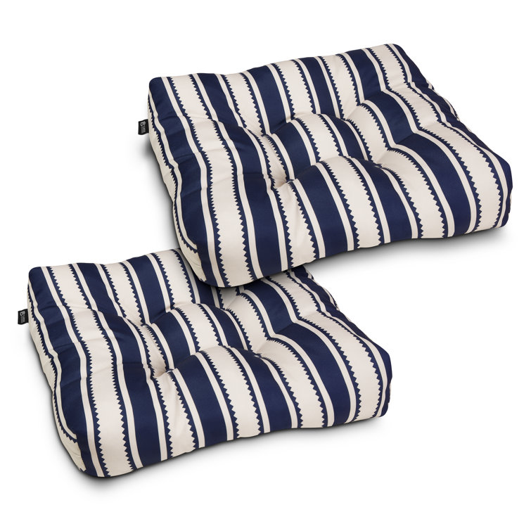 Classic Navy Sedona Stripe 19" Square Patio Seat Cushion