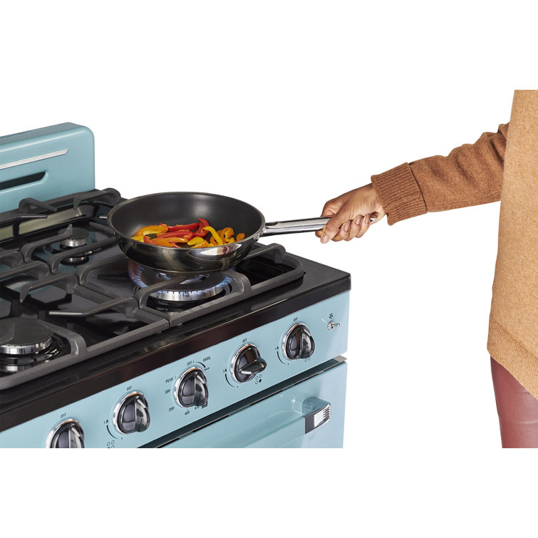Ocean Mist Turquoise 30" Retro Freestanding Gas Range with Convection Oven